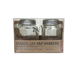 Mason Jar Glass Salt‎ And Pepper Shaker Set NIB Cabin Camping